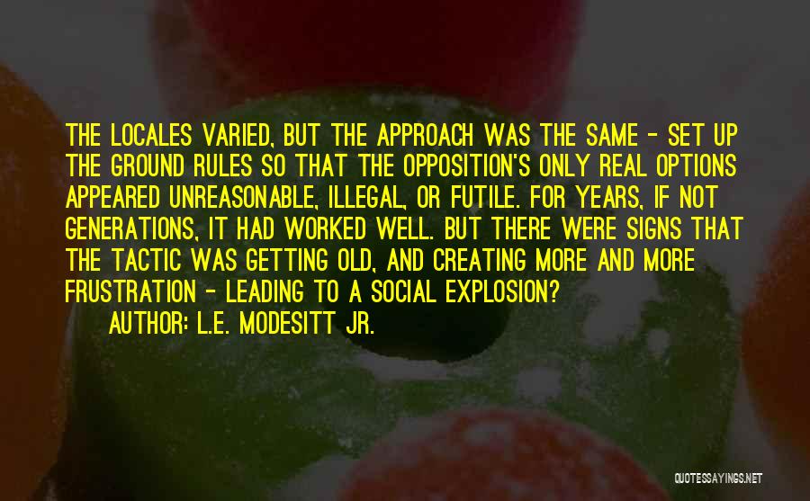 L.E. Modesitt Jr. Quotes: The Locales Varied, But The Approach Was The Same - Set Up The Ground Rules So That The Opposition's Only