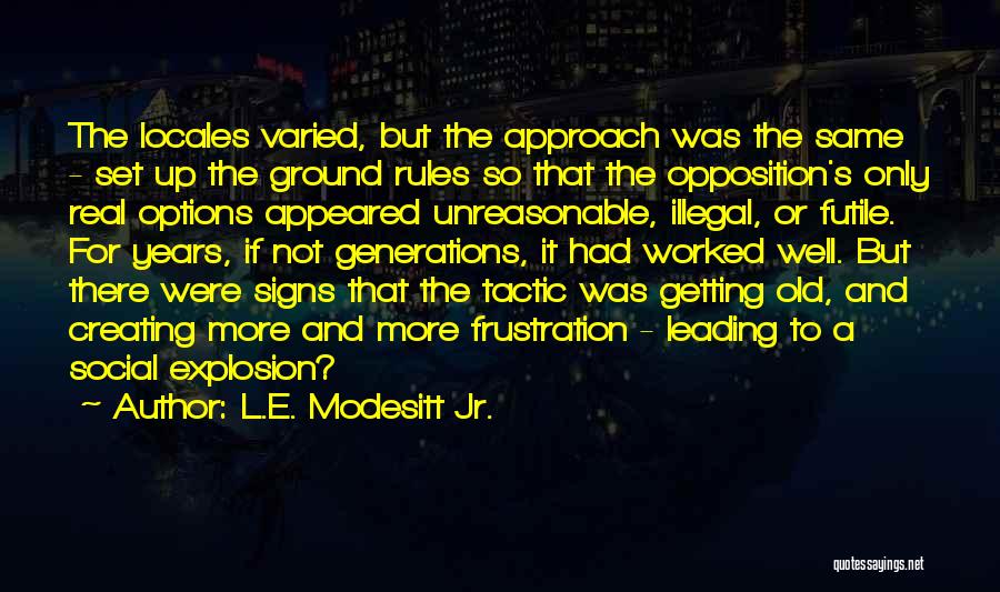 L.E. Modesitt Jr. Quotes: The Locales Varied, But The Approach Was The Same - Set Up The Ground Rules So That The Opposition's Only