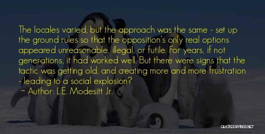 L.E. Modesitt Jr. Quotes: The Locales Varied, But The Approach Was The Same - Set Up The Ground Rules So That The Opposition's Only