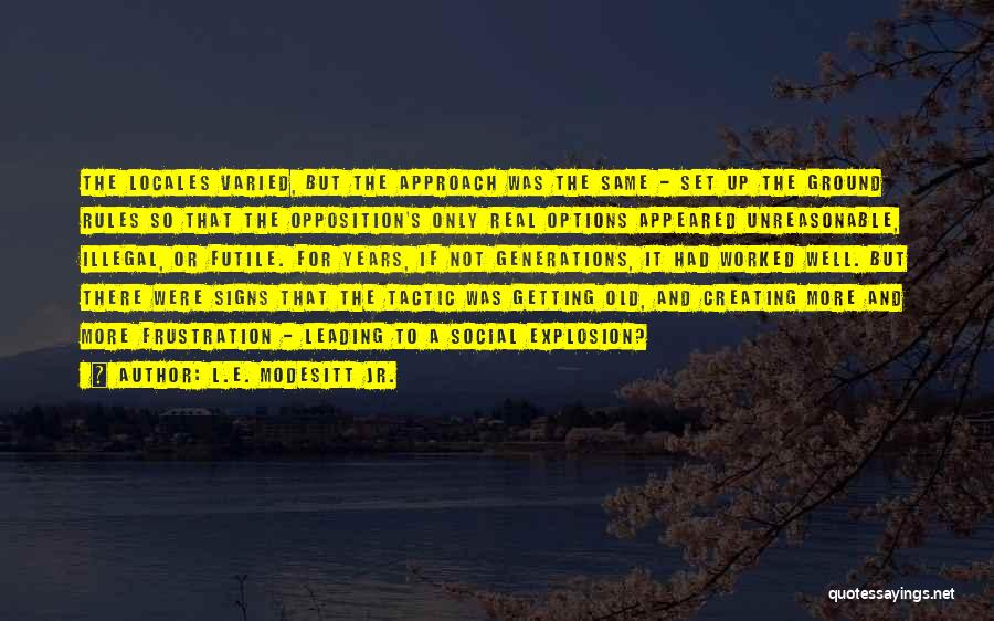 L.E. Modesitt Jr. Quotes: The Locales Varied, But The Approach Was The Same - Set Up The Ground Rules So That The Opposition's Only