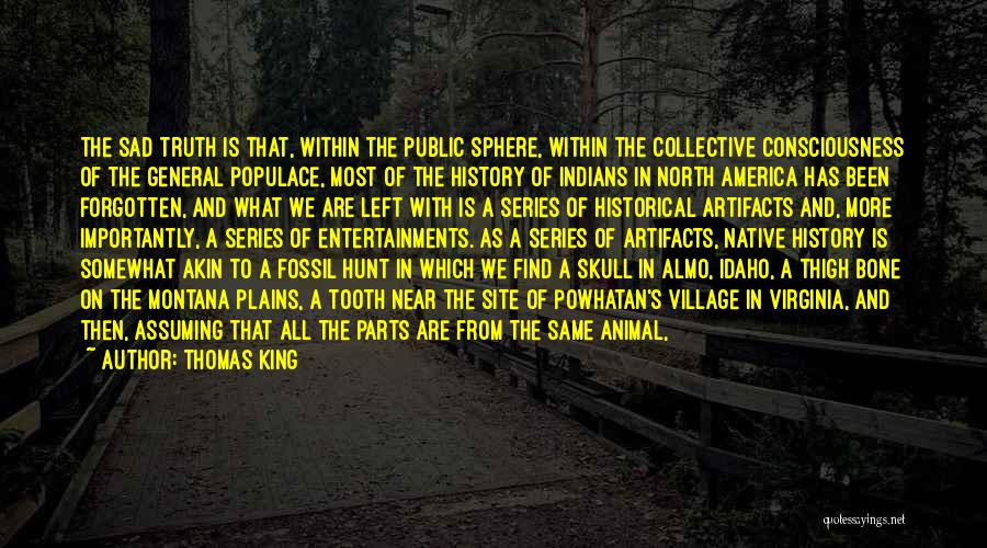 Thomas King Quotes: The Sad Truth Is That, Within The Public Sphere, Within The Collective Consciousness Of The General Populace, Most Of The