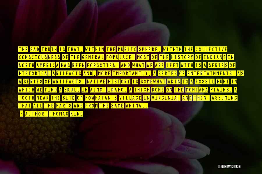 Thomas King Quotes: The Sad Truth Is That, Within The Public Sphere, Within The Collective Consciousness Of The General Populace, Most Of The