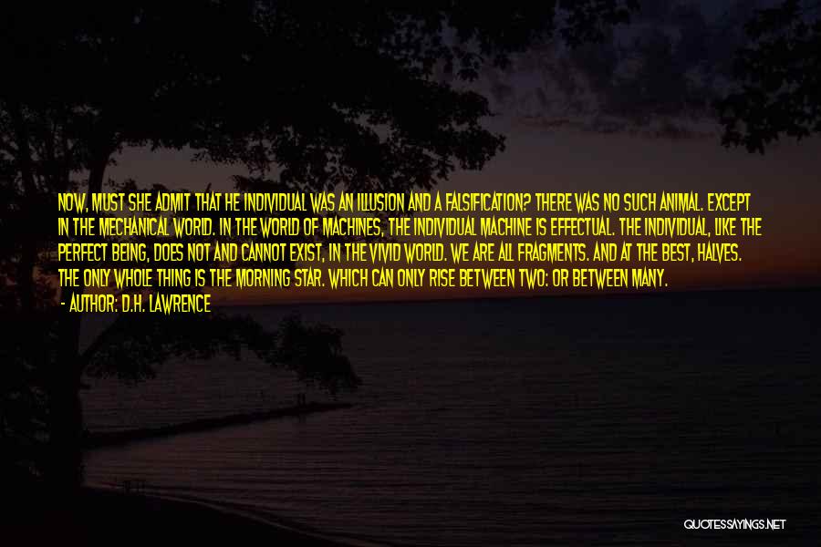 D.H. Lawrence Quotes: Now, Must She Admit That He Individual Was An Illusion And A Falsification? There Was No Such Animal. Except In