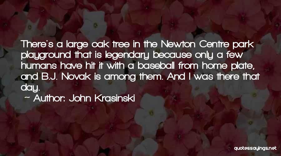 John Krasinski Quotes: There's A Large Oak Tree In The Newton Centre Park Playground That Is Legendary Because Only A Few Humans Have