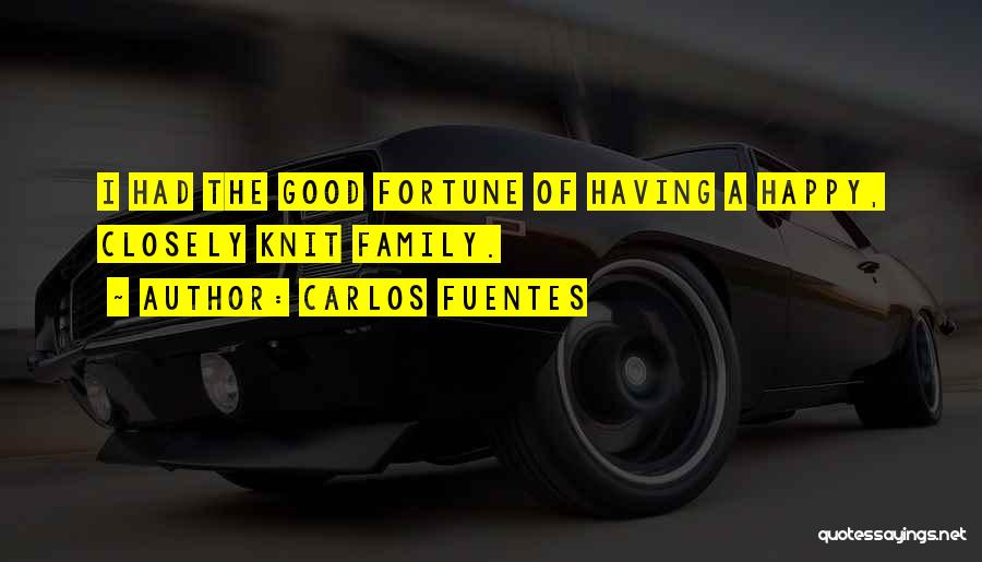Carlos Fuentes Quotes: I Had The Good Fortune Of Having A Happy, Closely Knit Family.