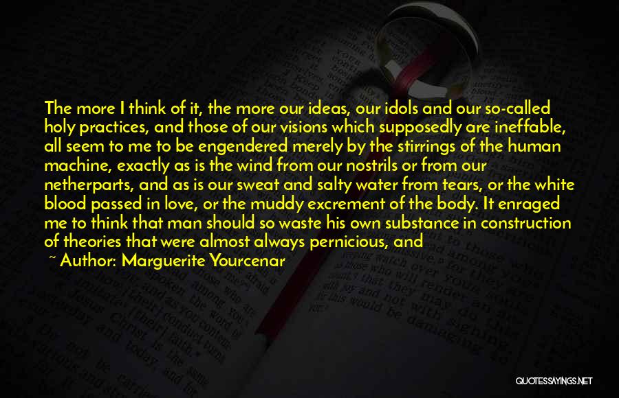 Marguerite Yourcenar Quotes: The More I Think Of It, The More Our Ideas, Our Idols And Our So-called Holy Practices, And Those Of