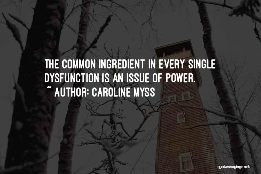 Caroline Myss Quotes: The Common Ingredient In Every Single Dysfunction Is An Issue Of Power.