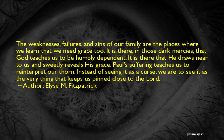 Elyse M. Fitzpatrick Quotes: The Weaknesses, Failures, And Sins Of Our Family Are The Places Where We Learn That We Need Grace Too. It