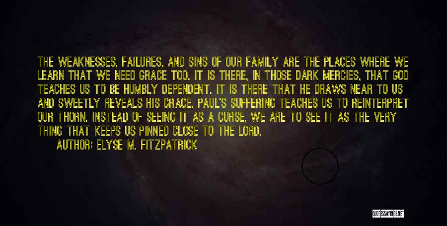 Elyse M. Fitzpatrick Quotes: The Weaknesses, Failures, And Sins Of Our Family Are The Places Where We Learn That We Need Grace Too. It