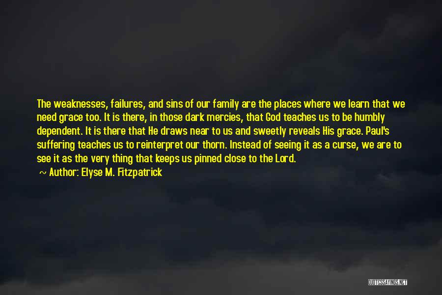 Elyse M. Fitzpatrick Quotes: The Weaknesses, Failures, And Sins Of Our Family Are The Places Where We Learn That We Need Grace Too. It