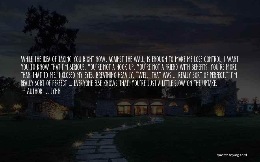 J. Lynn Quotes: While The Idea Of Taking You Right Now, Against The Wall, Is Enough To Make Me Lose Control, I Want