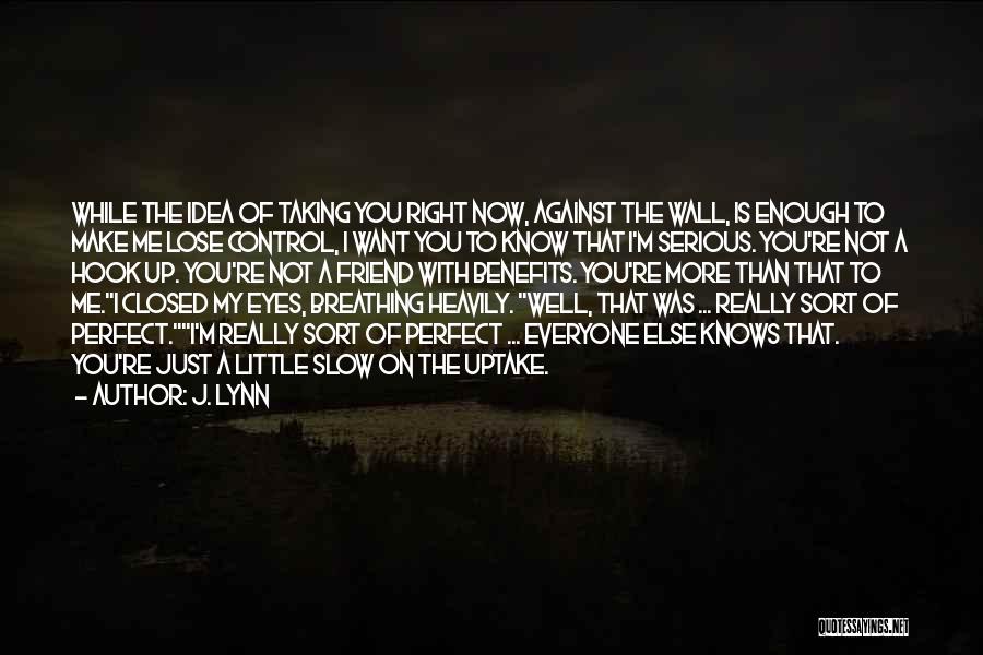 J. Lynn Quotes: While The Idea Of Taking You Right Now, Against The Wall, Is Enough To Make Me Lose Control, I Want