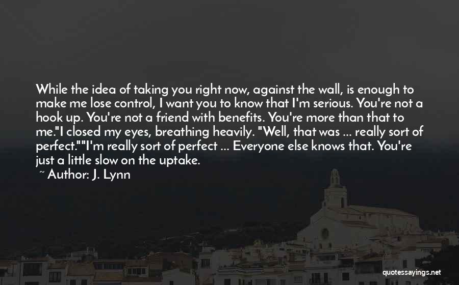 J. Lynn Quotes: While The Idea Of Taking You Right Now, Against The Wall, Is Enough To Make Me Lose Control, I Want