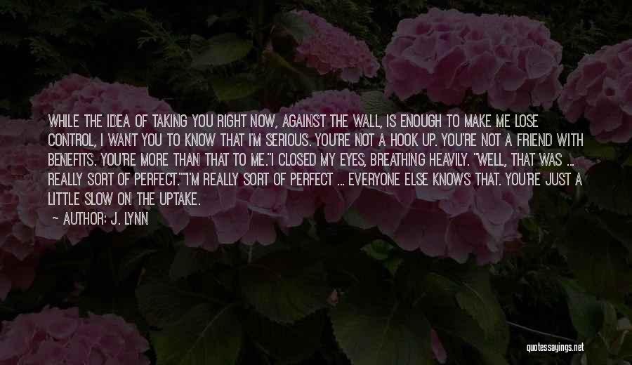 J. Lynn Quotes: While The Idea Of Taking You Right Now, Against The Wall, Is Enough To Make Me Lose Control, I Want