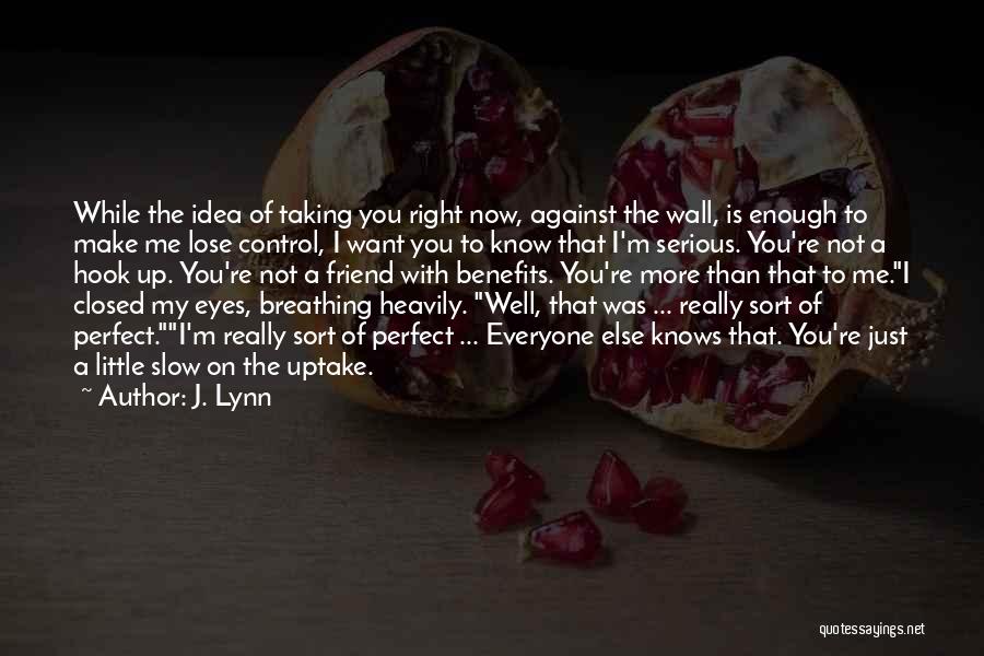 J. Lynn Quotes: While The Idea Of Taking You Right Now, Against The Wall, Is Enough To Make Me Lose Control, I Want