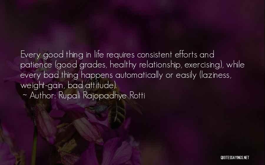 Rupali Rajopadhye Rotti Quotes: Every Good Thing In Life Requires Consistent Efforts And Patience (good Grades, Healthy Relationship, Exercising), While Every Bad Thing Happens