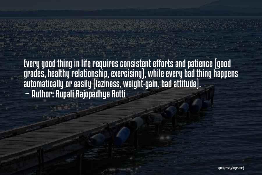 Rupali Rajopadhye Rotti Quotes: Every Good Thing In Life Requires Consistent Efforts And Patience (good Grades, Healthy Relationship, Exercising), While Every Bad Thing Happens