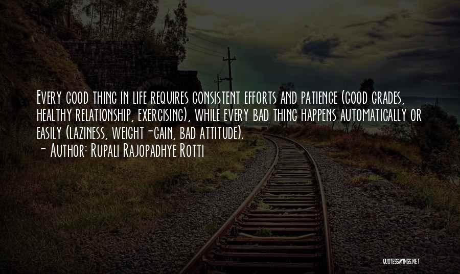 Rupali Rajopadhye Rotti Quotes: Every Good Thing In Life Requires Consistent Efforts And Patience (good Grades, Healthy Relationship, Exercising), While Every Bad Thing Happens