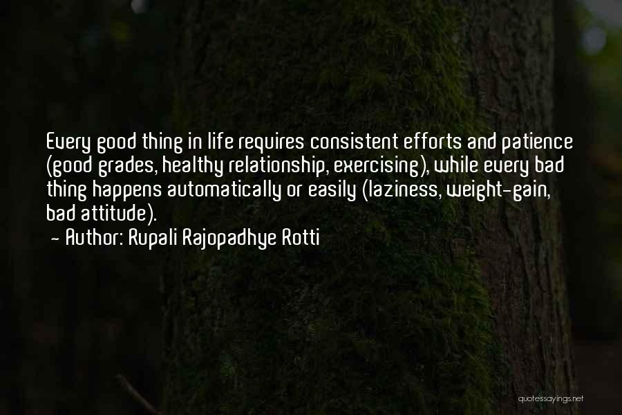 Rupali Rajopadhye Rotti Quotes: Every Good Thing In Life Requires Consistent Efforts And Patience (good Grades, Healthy Relationship, Exercising), While Every Bad Thing Happens