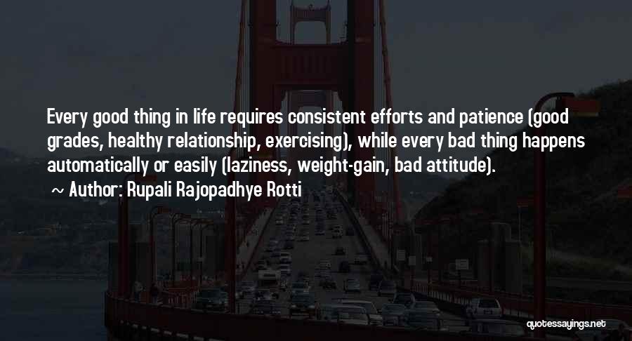 Rupali Rajopadhye Rotti Quotes: Every Good Thing In Life Requires Consistent Efforts And Patience (good Grades, Healthy Relationship, Exercising), While Every Bad Thing Happens