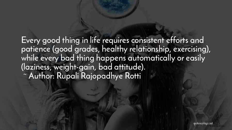 Rupali Rajopadhye Rotti Quotes: Every Good Thing In Life Requires Consistent Efforts And Patience (good Grades, Healthy Relationship, Exercising), While Every Bad Thing Happens