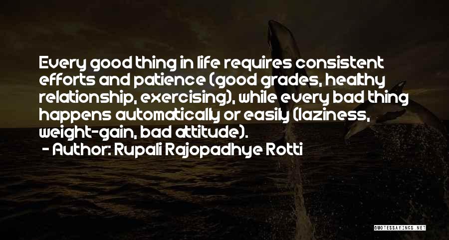 Rupali Rajopadhye Rotti Quotes: Every Good Thing In Life Requires Consistent Efforts And Patience (good Grades, Healthy Relationship, Exercising), While Every Bad Thing Happens