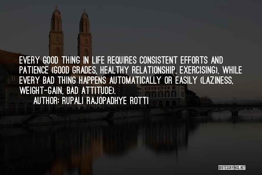 Rupali Rajopadhye Rotti Quotes: Every Good Thing In Life Requires Consistent Efforts And Patience (good Grades, Healthy Relationship, Exercising), While Every Bad Thing Happens