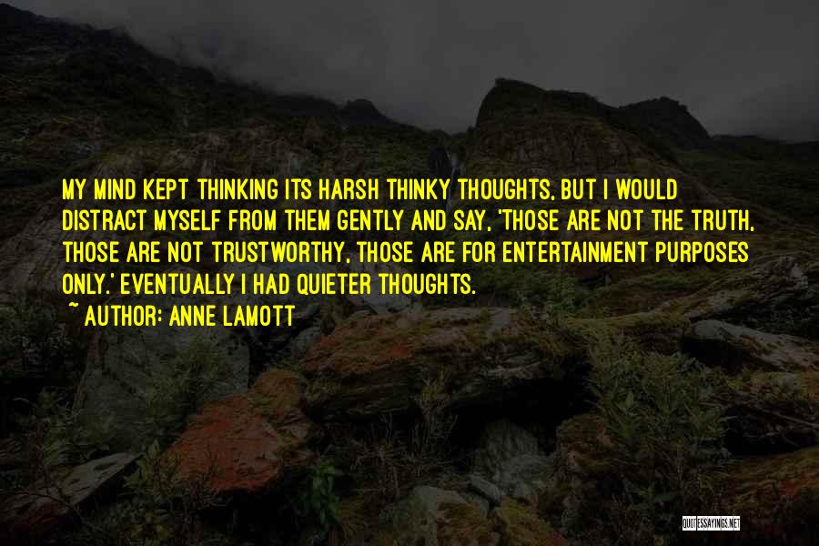 Anne Lamott Quotes: My Mind Kept Thinking Its Harsh Thinky Thoughts, But I Would Distract Myself From Them Gently And Say, 'those Are