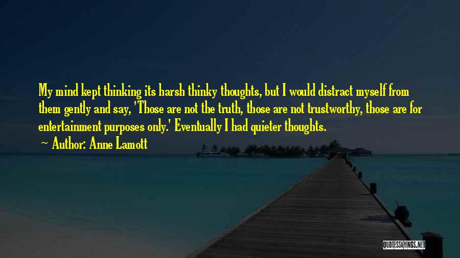 Anne Lamott Quotes: My Mind Kept Thinking Its Harsh Thinky Thoughts, But I Would Distract Myself From Them Gently And Say, 'those Are