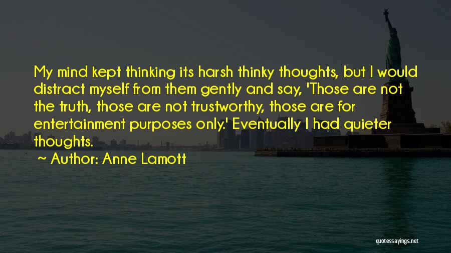 Anne Lamott Quotes: My Mind Kept Thinking Its Harsh Thinky Thoughts, But I Would Distract Myself From Them Gently And Say, 'those Are