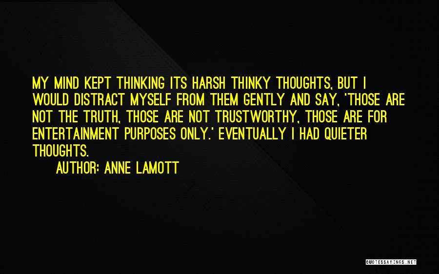 Anne Lamott Quotes: My Mind Kept Thinking Its Harsh Thinky Thoughts, But I Would Distract Myself From Them Gently And Say, 'those Are