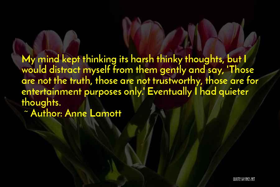 Anne Lamott Quotes: My Mind Kept Thinking Its Harsh Thinky Thoughts, But I Would Distract Myself From Them Gently And Say, 'those Are