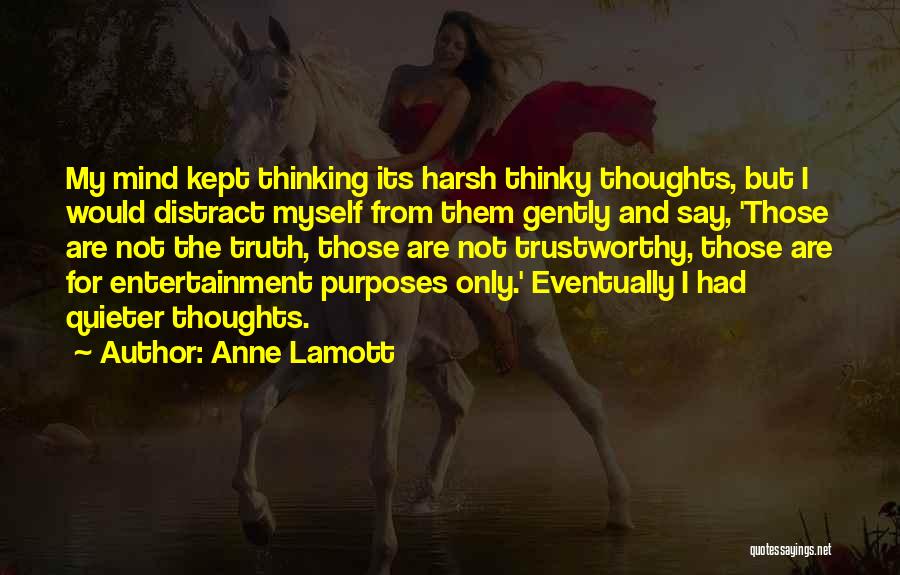 Anne Lamott Quotes: My Mind Kept Thinking Its Harsh Thinky Thoughts, But I Would Distract Myself From Them Gently And Say, 'those Are