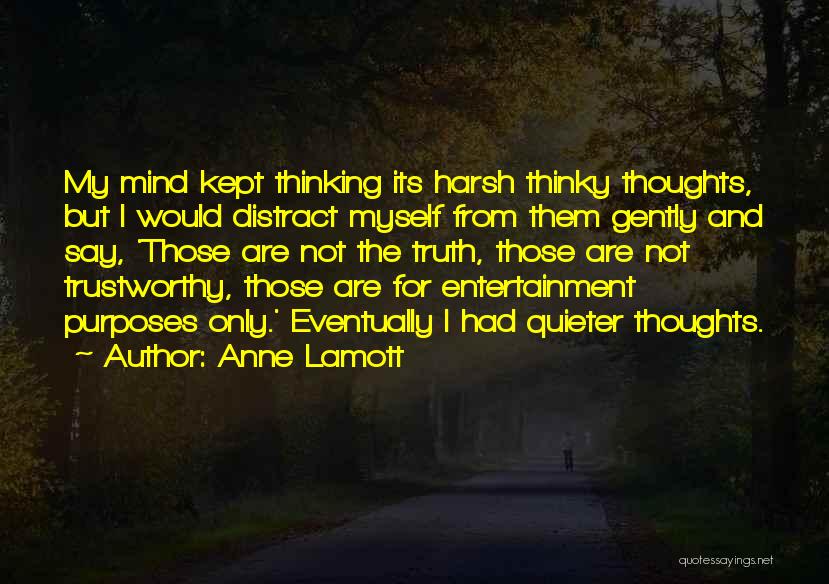 Anne Lamott Quotes: My Mind Kept Thinking Its Harsh Thinky Thoughts, But I Would Distract Myself From Them Gently And Say, 'those Are