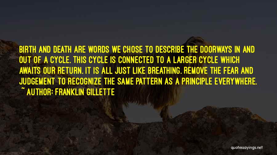 Franklin Gillette Quotes: Birth And Death Are Words We Chose To Describe The Doorways In And Out Of A Cycle. This Cycle Is