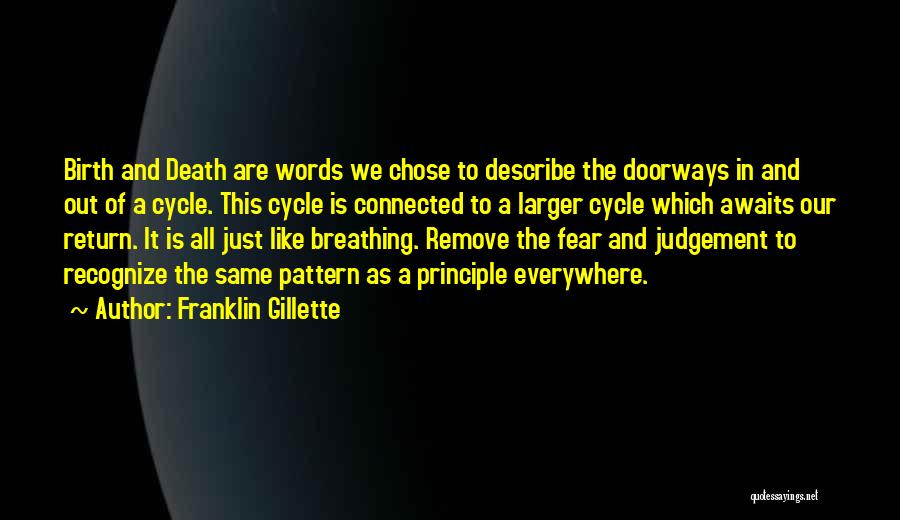 Franklin Gillette Quotes: Birth And Death Are Words We Chose To Describe The Doorways In And Out Of A Cycle. This Cycle Is