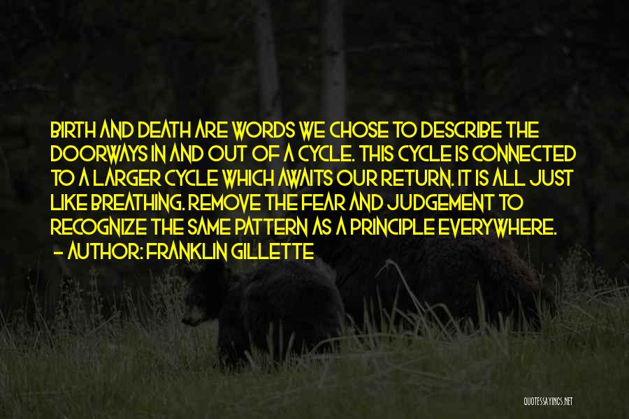 Franklin Gillette Quotes: Birth And Death Are Words We Chose To Describe The Doorways In And Out Of A Cycle. This Cycle Is