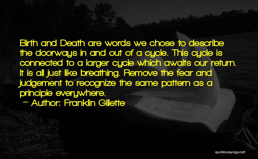 Franklin Gillette Quotes: Birth And Death Are Words We Chose To Describe The Doorways In And Out Of A Cycle. This Cycle Is