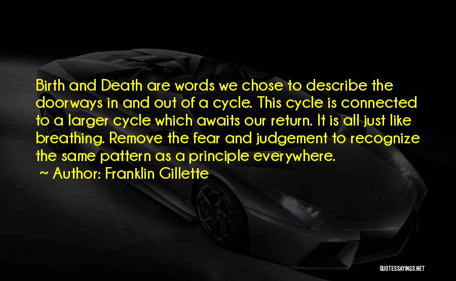 Franklin Gillette Quotes: Birth And Death Are Words We Chose To Describe The Doorways In And Out Of A Cycle. This Cycle Is