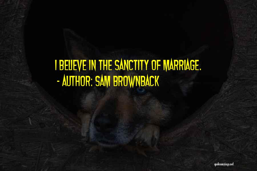 Sam Brownback Quotes: I Believe In The Sanctity Of Marriage.