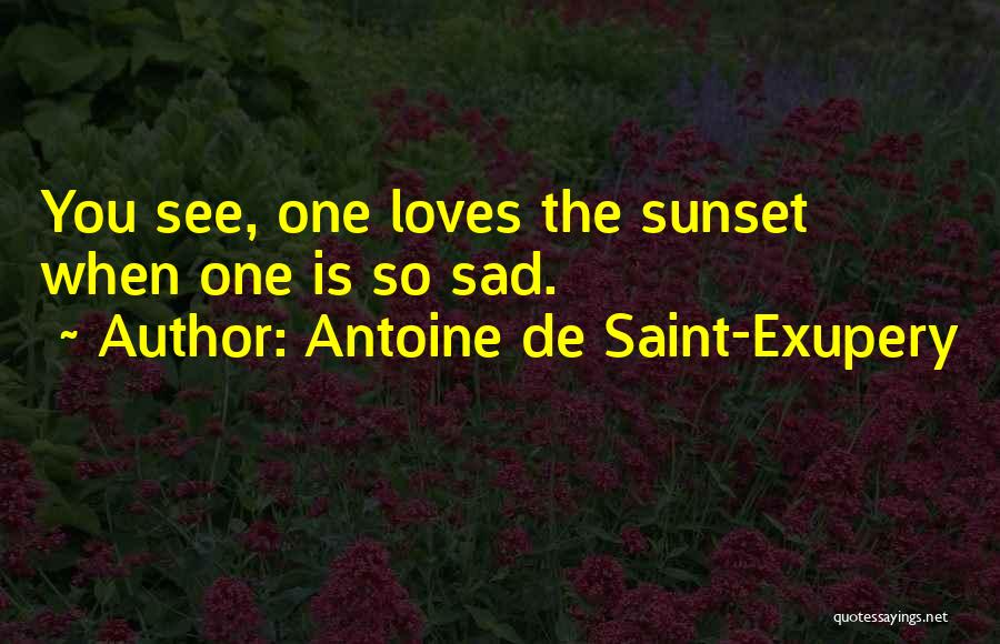 Antoine De Saint-Exupery Quotes: You See, One Loves The Sunset When One Is So Sad.