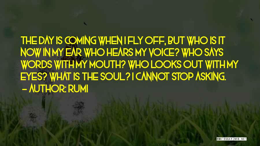 Rumi Quotes: The Day Is Coming When I Fly Off, But Who Is It Now In My Ear Who Hears My Voice?