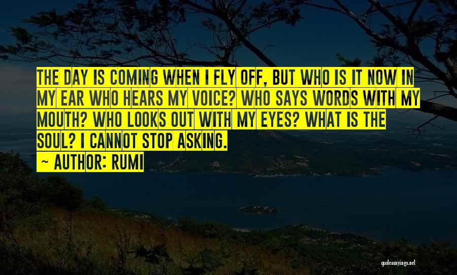 Rumi Quotes: The Day Is Coming When I Fly Off, But Who Is It Now In My Ear Who Hears My Voice?