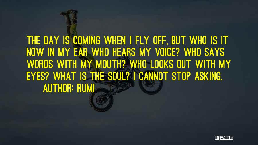 Rumi Quotes: The Day Is Coming When I Fly Off, But Who Is It Now In My Ear Who Hears My Voice?