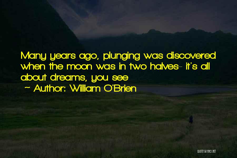 William O'Brien Quotes: Many Years Ago, Plunging Was Discovered When The Moon Was In Two Halves- It's All About Dreams, You See