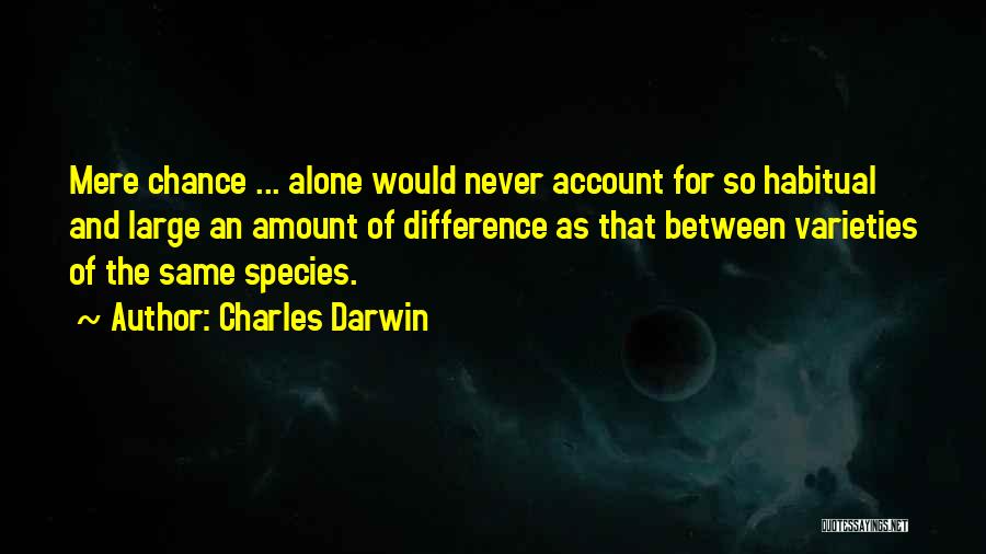 Charles Darwin Quotes: Mere Chance ... Alone Would Never Account For So Habitual And Large An Amount Of Difference As That Between Varieties
