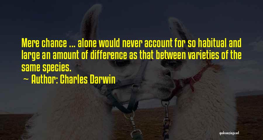 Charles Darwin Quotes: Mere Chance ... Alone Would Never Account For So Habitual And Large An Amount Of Difference As That Between Varieties