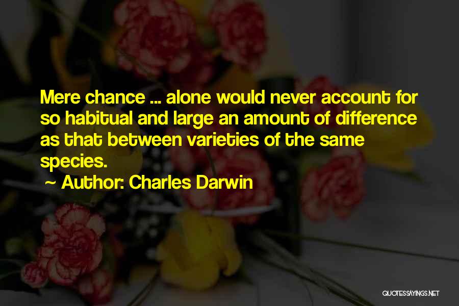 Charles Darwin Quotes: Mere Chance ... Alone Would Never Account For So Habitual And Large An Amount Of Difference As That Between Varieties
