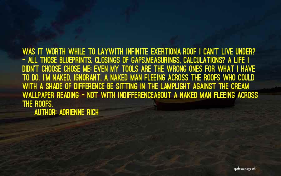 Adrienne Rich Quotes: Was It Worth While To Laywith Infinite Exertiona Roof I Can't Live Under? - All Those Blueprints, Closings Of Gaps,measurings,