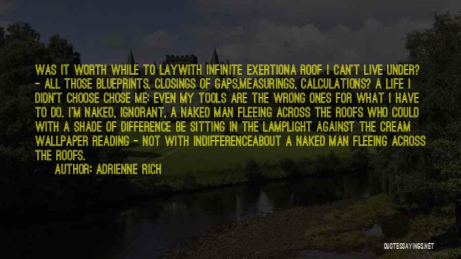 Adrienne Rich Quotes: Was It Worth While To Laywith Infinite Exertiona Roof I Can't Live Under? - All Those Blueprints, Closings Of Gaps,measurings,